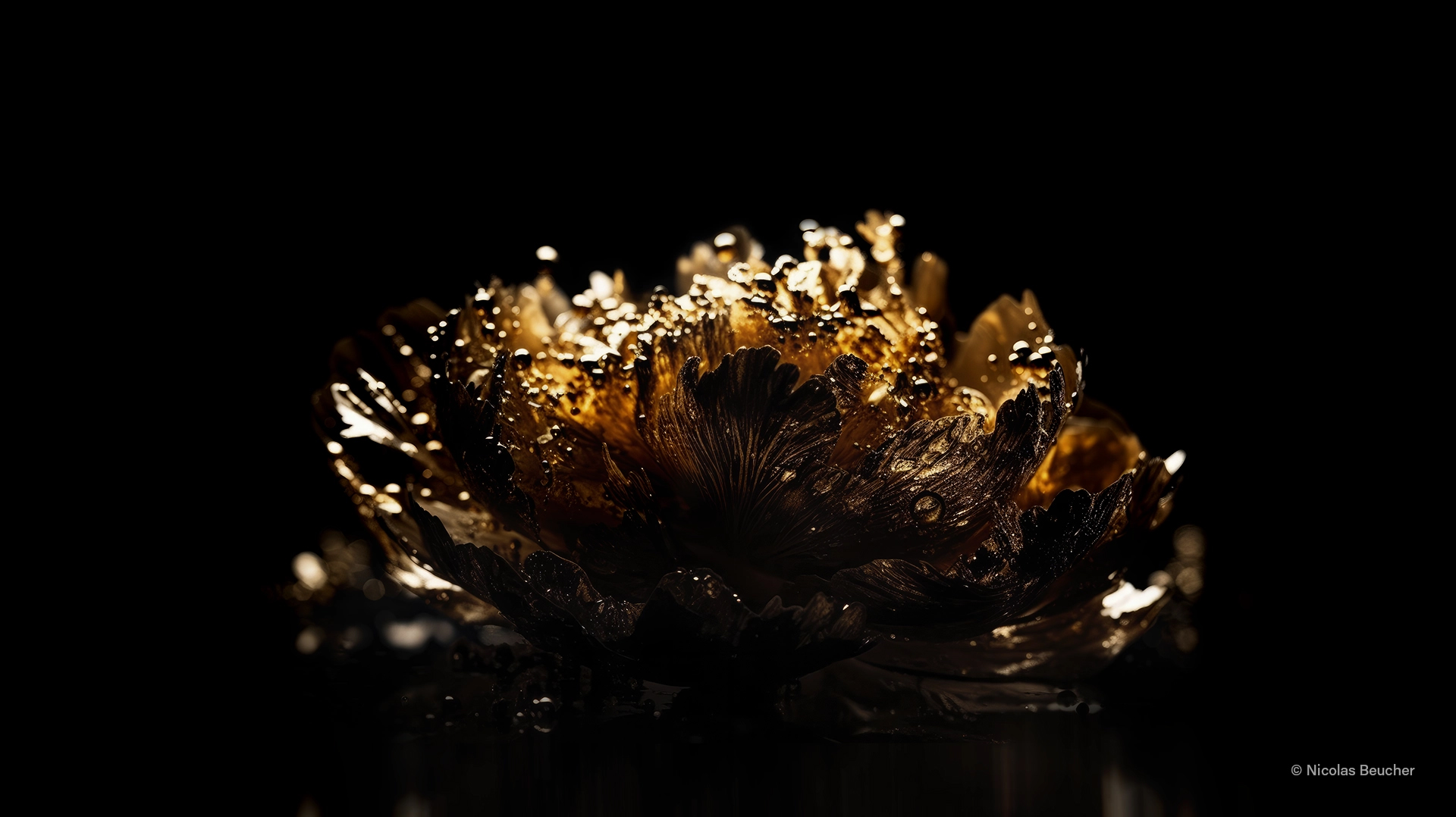 Photo de fleur métallique dorée